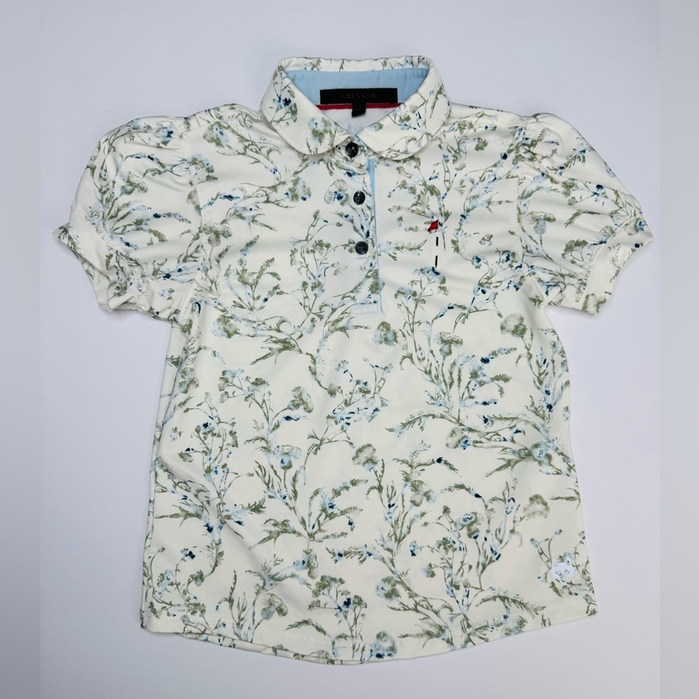 Greyson Girls Golf Puff Sleeve Floral Polo Size 5